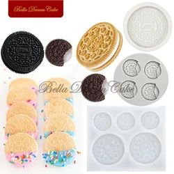 3D Mini Cream-filled Cookies Design Silicone Mold Biscuit Fondant Chocolate Mould DIY Clay Model Cake Decorating Tools Bakeware