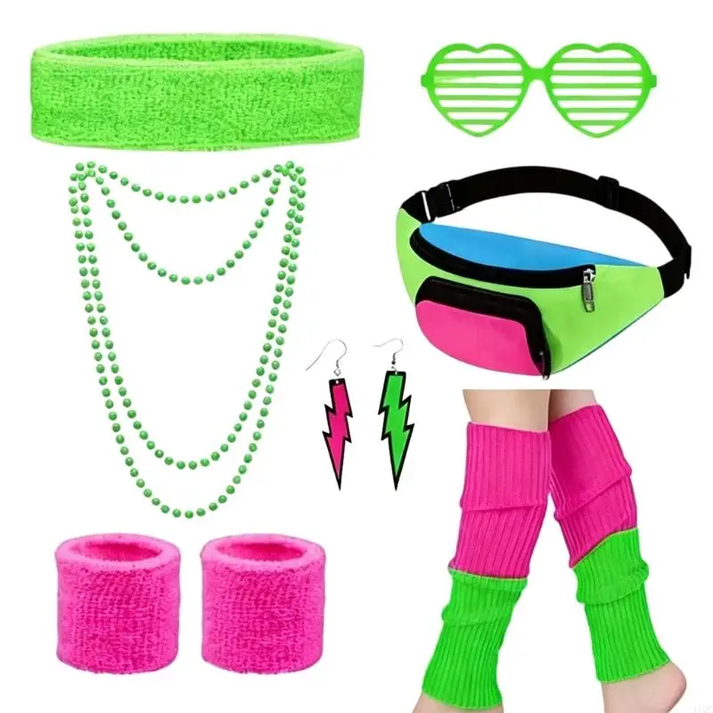 Disco Themed Costume Accessories 80S Workout Outfit For Adults Halloween Theme Parties And Stage Shows 