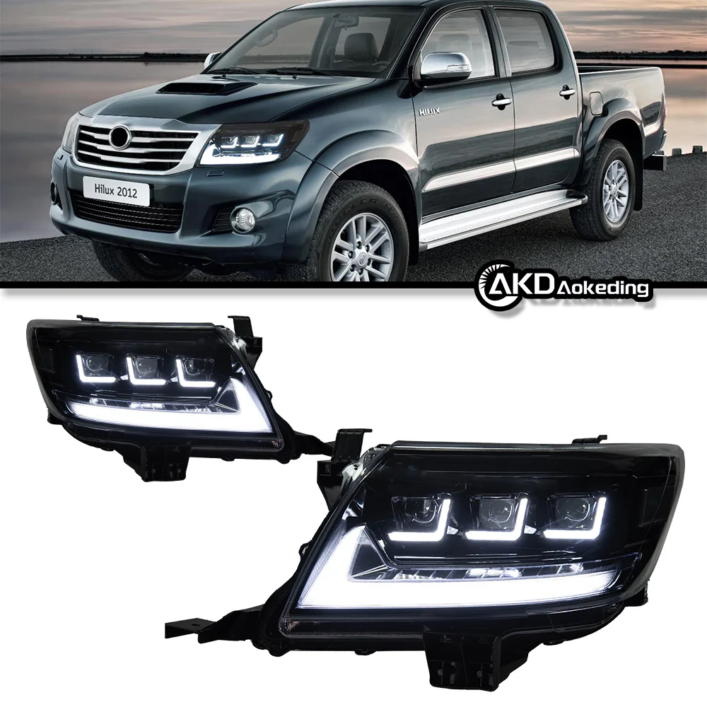 

Auto Parts For Toyota Hilux VIGO Headlights 2011-2014 latest Styling LED Daytime Lights Dual Projector Car Accesorios Modified