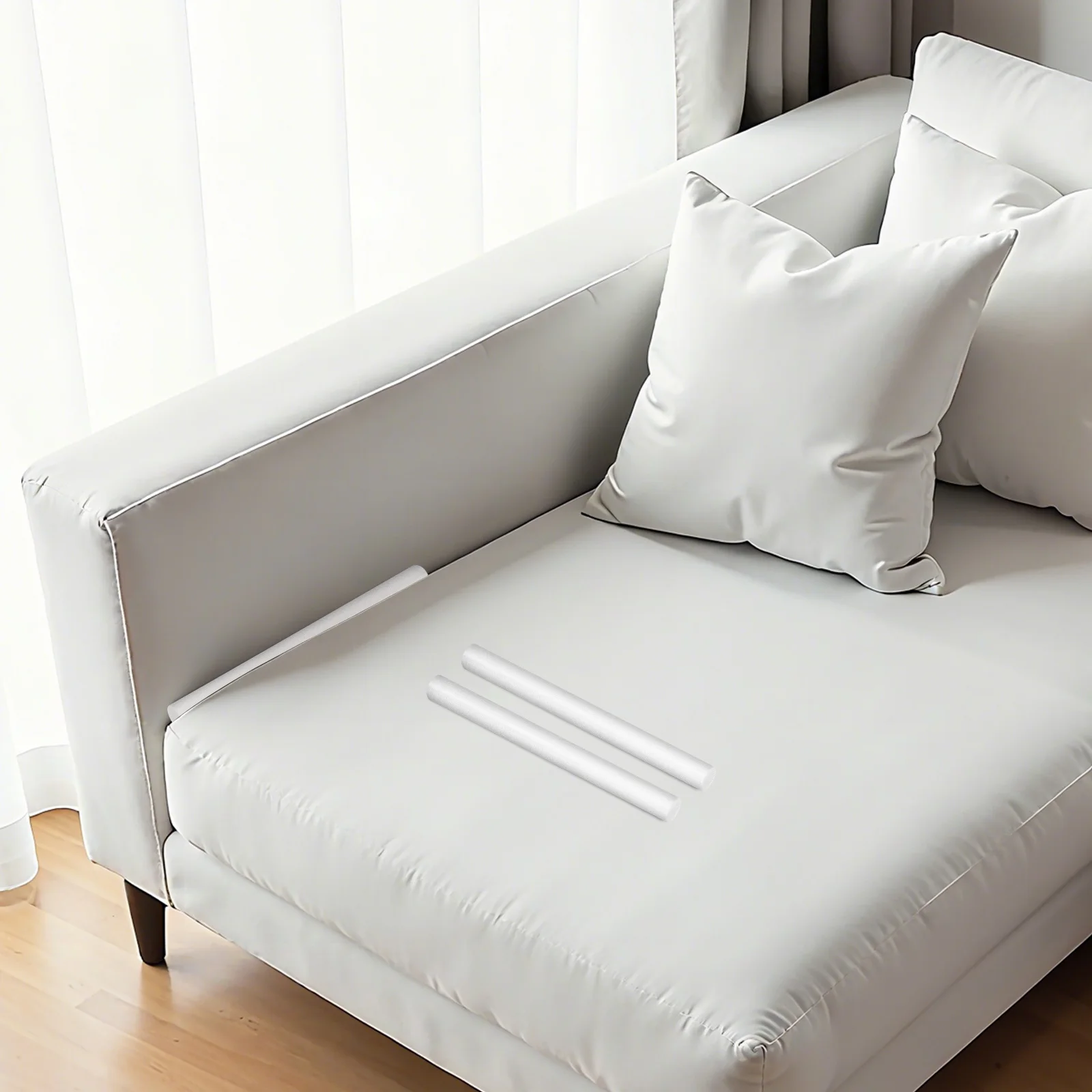 

Sofa Slipcover Foam Strip 35pcs Non Stretch Couch Cover Furniture Protector Rods for Pet Owners White