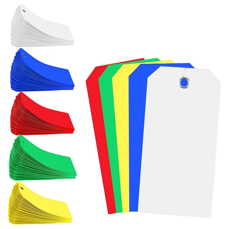 500 Pieces 4 3/4Inch X 2 3/8Inch Plastic Shipping Tags Colorful Blank Labeling Tags Waterproof Hang Tags Durable Easy To Use