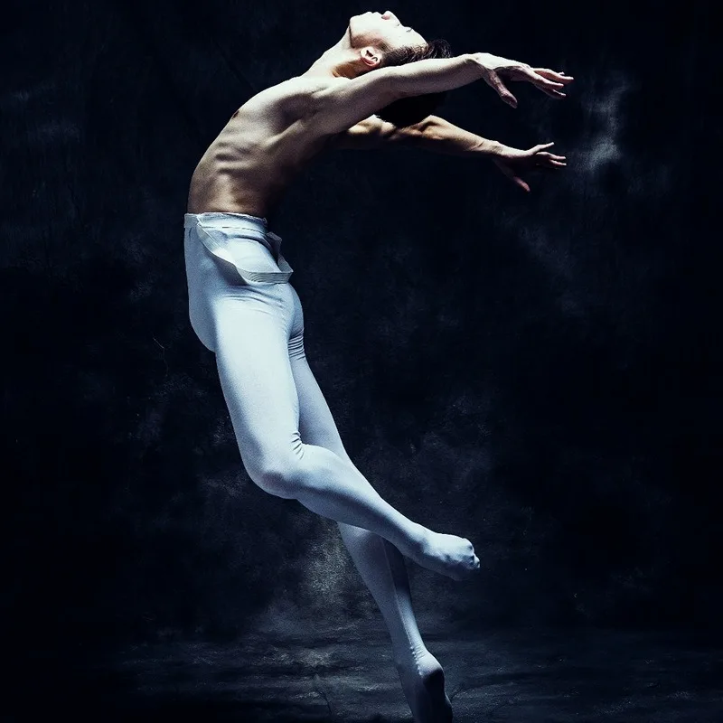 ‌ Collant da balletto da uomo a vita alta Collant da ballo in nylon Bretelle Body da allenamento Costume da performance professionale
