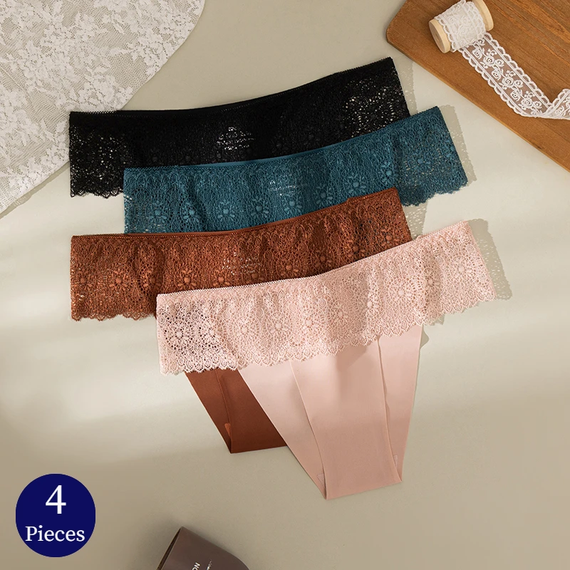 Bzel 4 teile/satz Damen höschen Spitze sexy Unterwäsche aushöhlen charmante Dessous Mode weibliche Slips weiche bequeme Unterhose