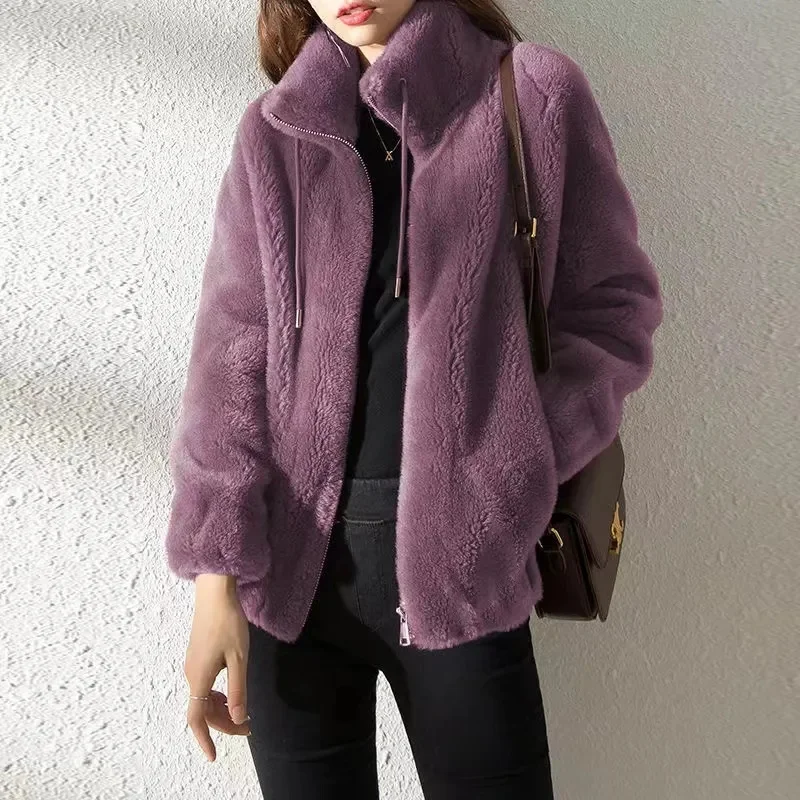 Coat Women\'s Tide Ins Autumn Winter New Jacket Double-Sided Velvet Warm Sportshirt Female Cardigan Large Size 6XL Overwear Lady