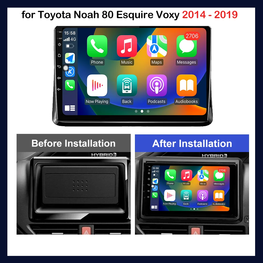 WiFi Touch Screen GPS Car Audio Multimedia Player Android OS 10 \'\' for Toyota Noah 80 Esquire Voxy 2014 2015 2016 2017 2018 2019