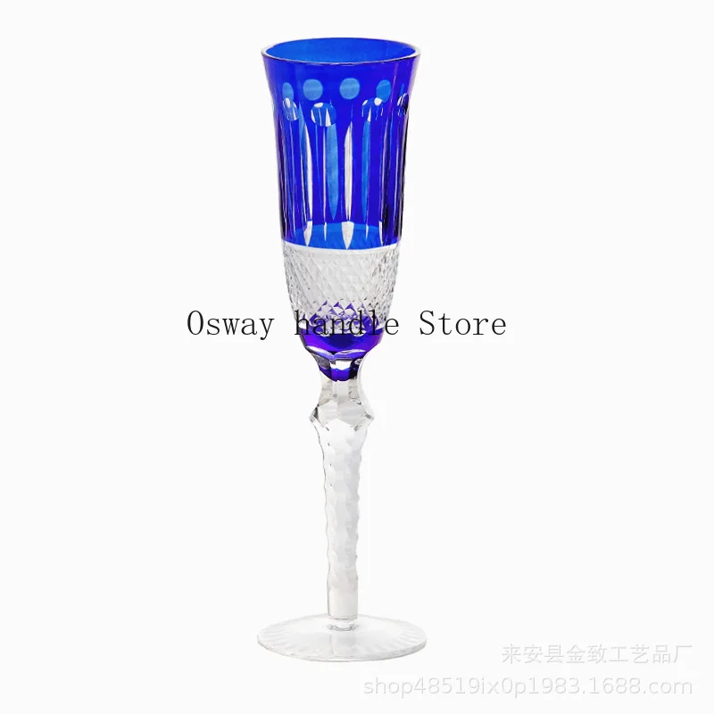 Crystal Flute Champagne Glasses Multicolor Wine Glass Cup Handmade Hand Carved Edo Kiriko Wedding Gift With Gift Box 1PC