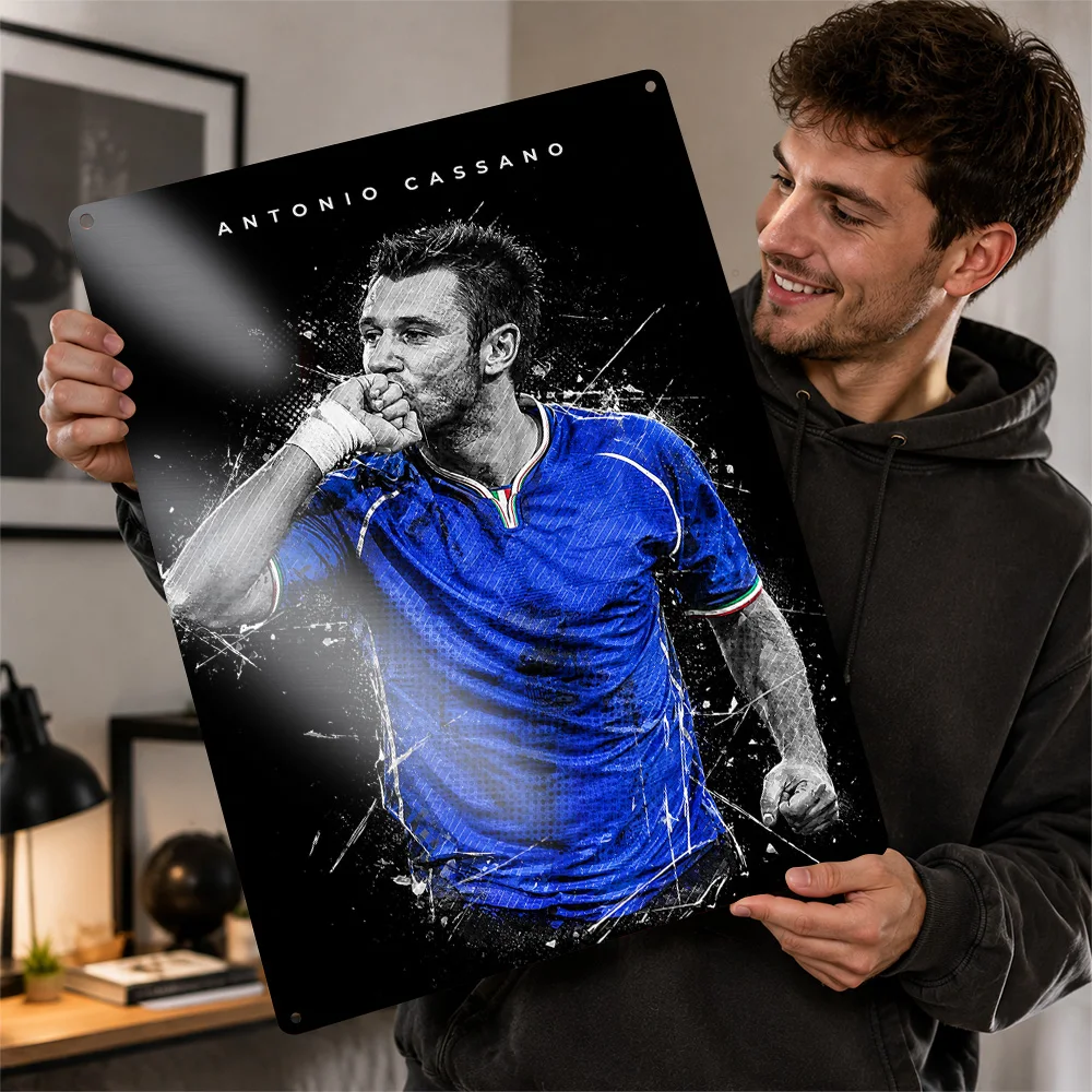 Antonio Cassano Football Aluminum Poster Customized Metal Tin Sign Club Hero Design Wall Art For Entertainment Space And Study