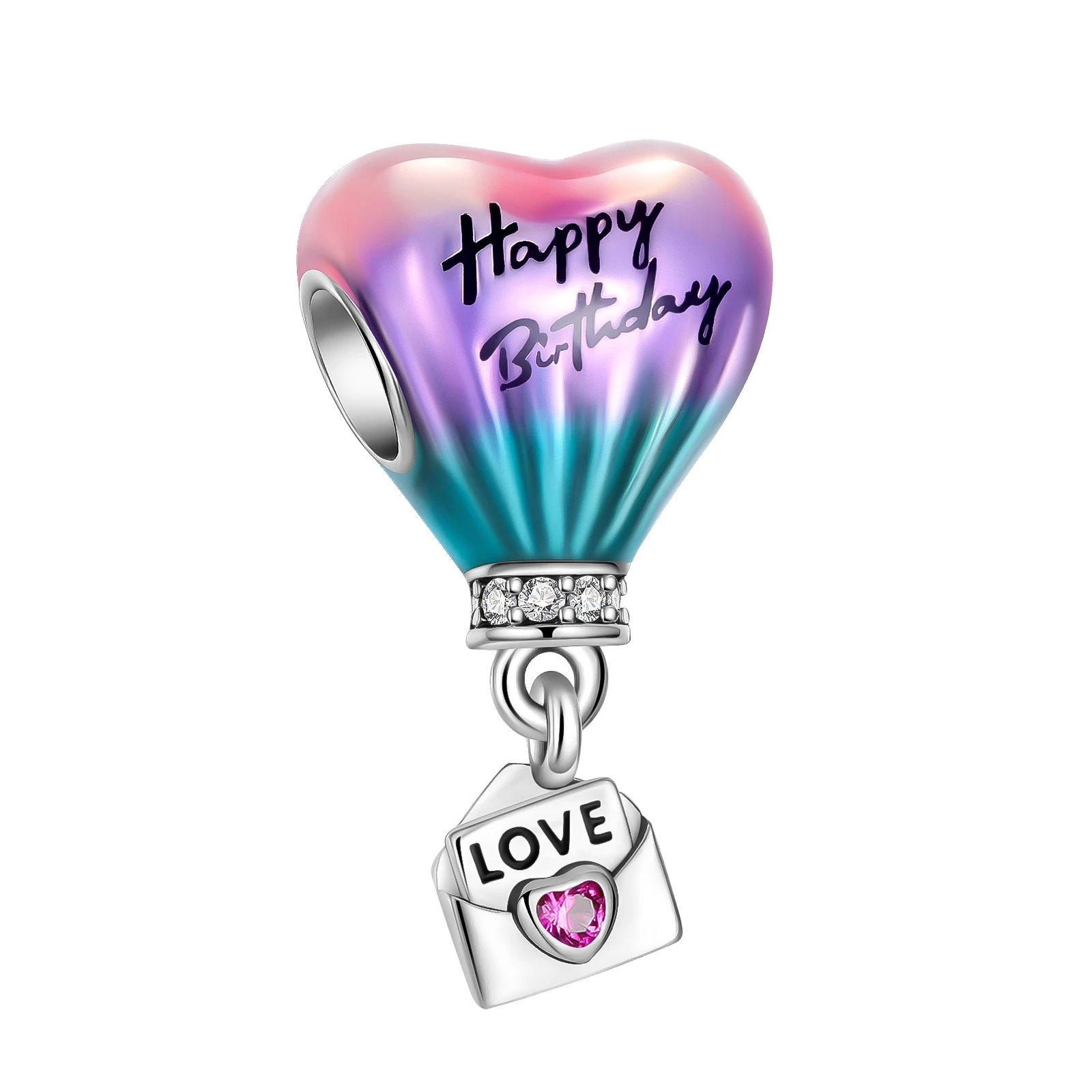 

925 Sterling Silver New Happy Birthday Hot Air Balloon Charm bead fit Original Pandora Bracelet Necklace Pendant Jewelry Gift