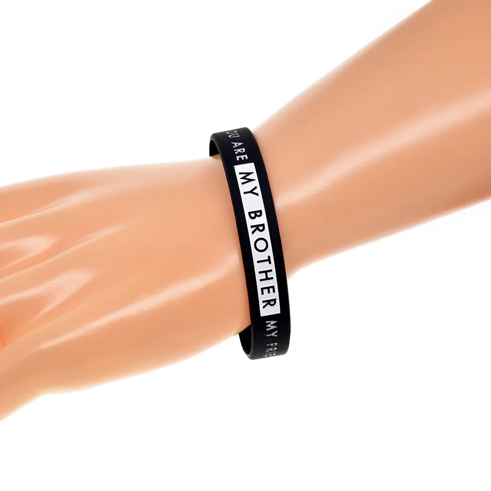 50 Pcs You are not My Friend You are My Brother Silicone Wristband Best Friend Gift for Men Brotherhood Souvenir