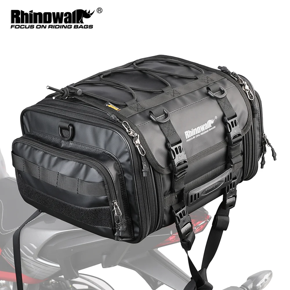 Borsa da viaggio per moto Rhinowalk, impermeabile, espandibile, con grande capacità, 19-26L, borsa da portapacchi posteriore per moto, universale per la maggior parte delle moto, accessori per il