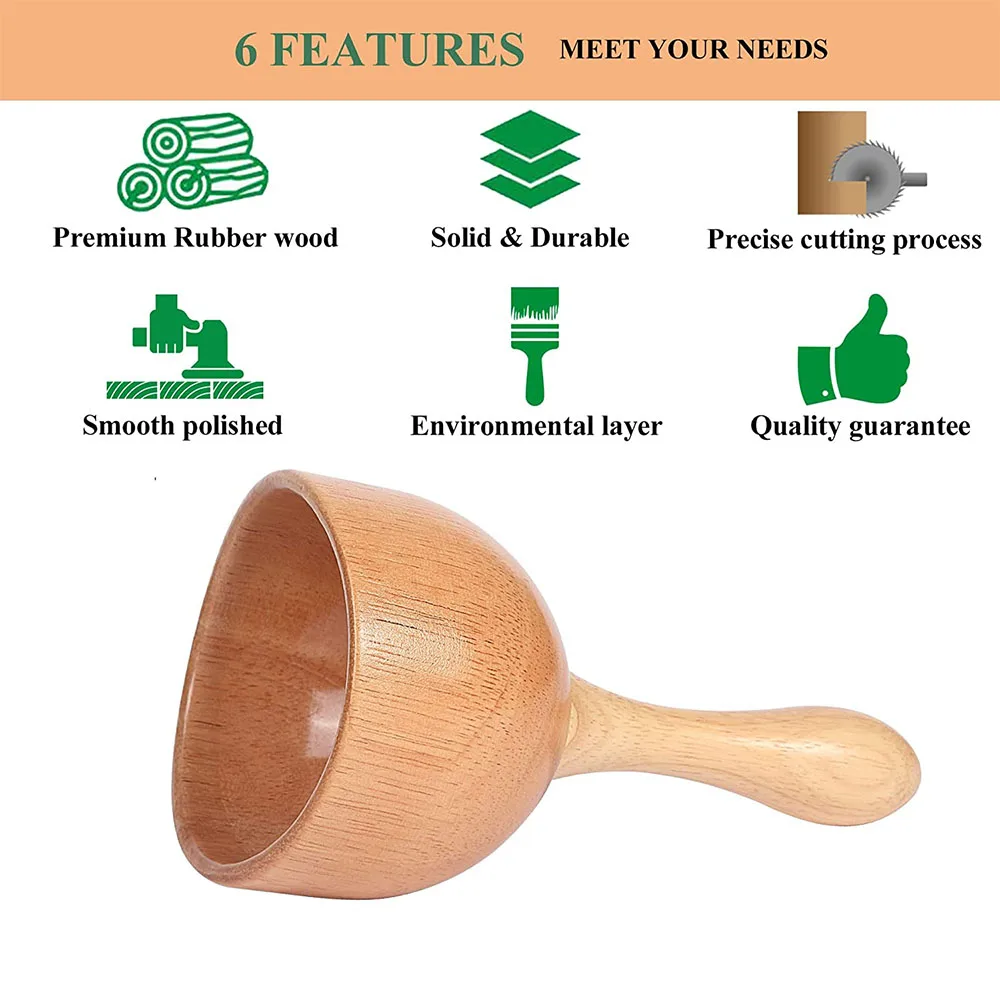 Handhleld Wood Swedish Cup Wooden Massager Wood Therapy Massage Tool for Lympahtic Drainage,Anti-Cellulite,Muscle Pain Relief