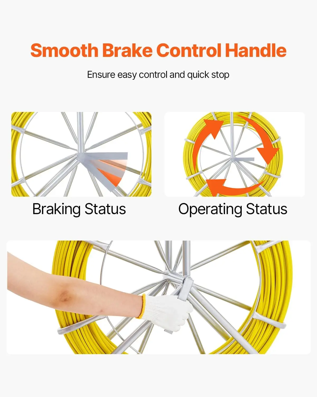 شريط سمك من الألياف الزجاجية بطول 425 قدم × 1/4 بوصة، أداة سحب قضيب شريط السمك مع حامل فولاذي متين، شريط صيد غير موصل #5