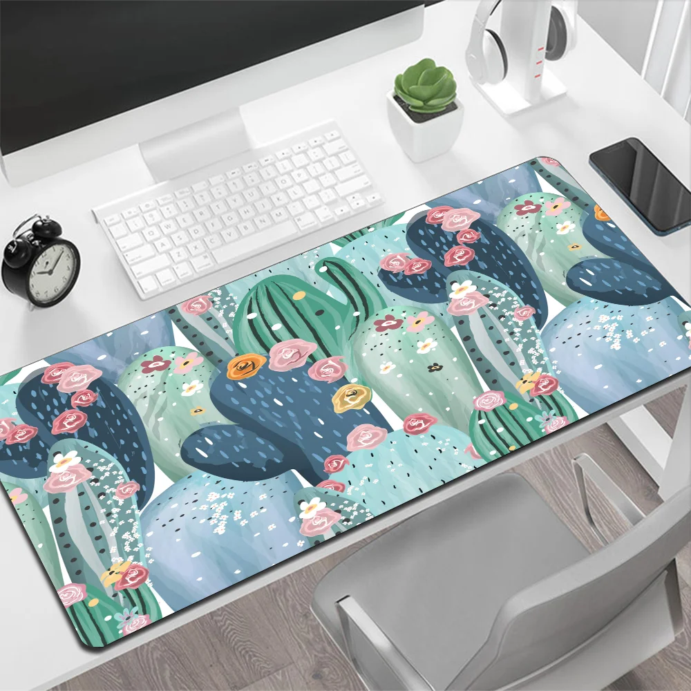 Cartoon Art Summer Cactus Large Mouse Pad Gaming Mouse Pad PC Gamer Computer Mouse Mat Big Mousepad XXL Carpet Keyboard Desk Mat