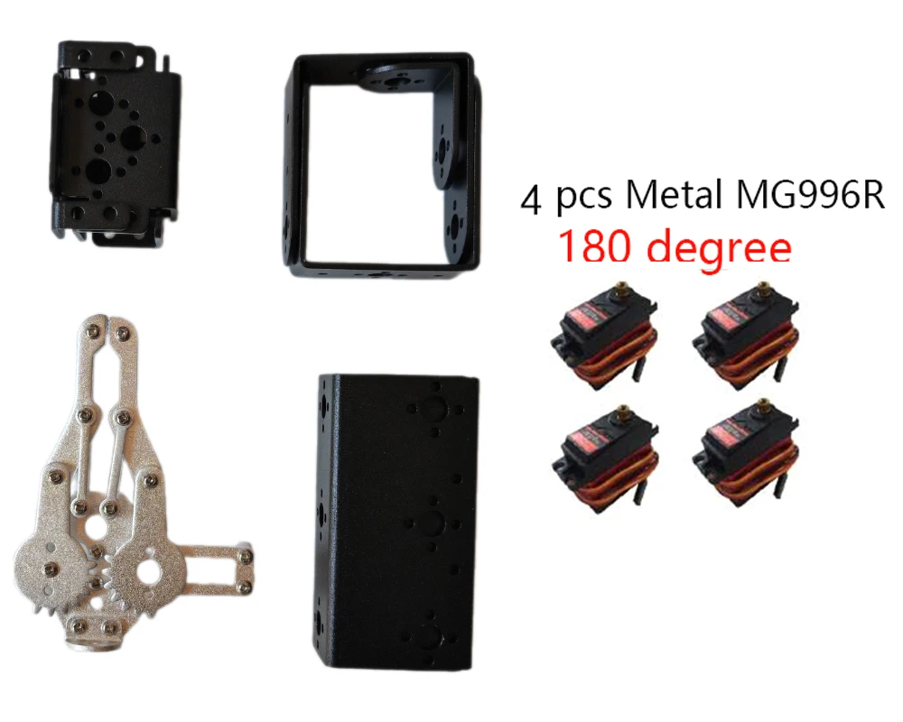 MG996 4 Dof Unassembly Mechanical Arm With Claw Gripper Aluminum Alloy Manipulator Servo Robotic Arm Programmable Robot DIY Kit