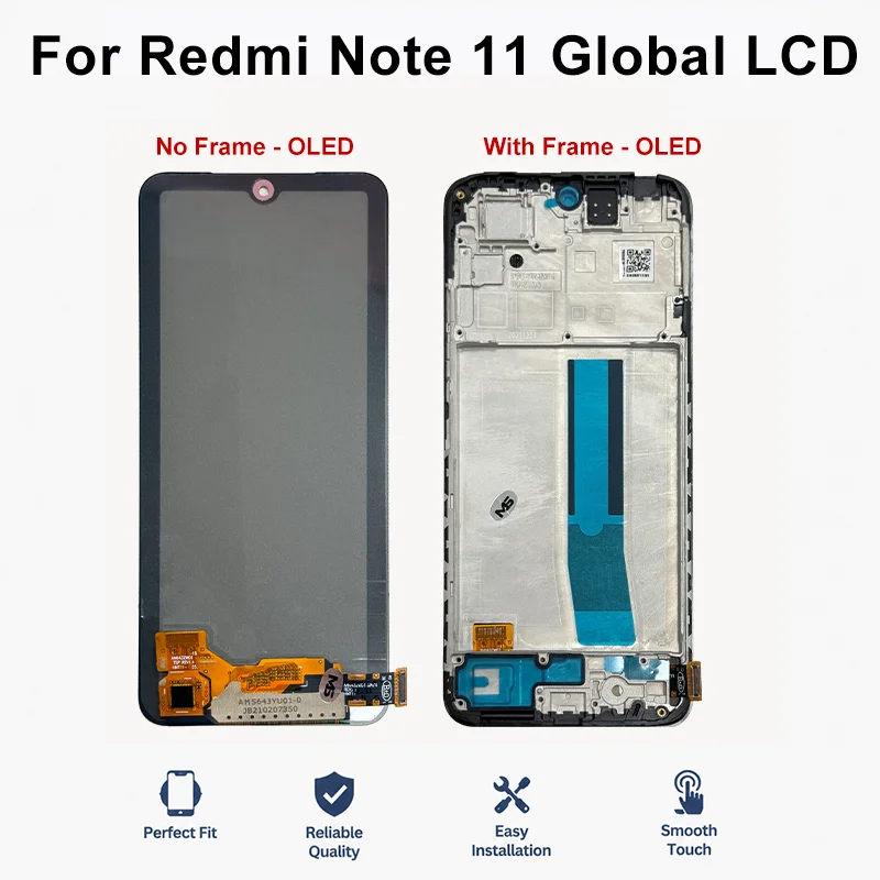 6.43'' OLED For Xiaomi Redmi Note 11 Global Screen Touch Panel