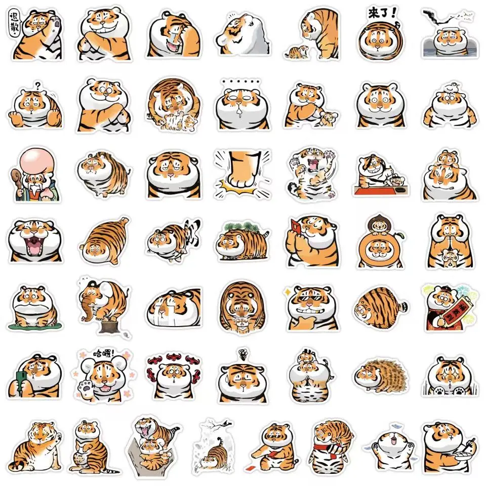 Cute Fat Tiger Stickers Graffiti Stickers DIY Notebook Skateboard Phone Case Water Cup Refrigerator Decor Sticker Decals Sticker