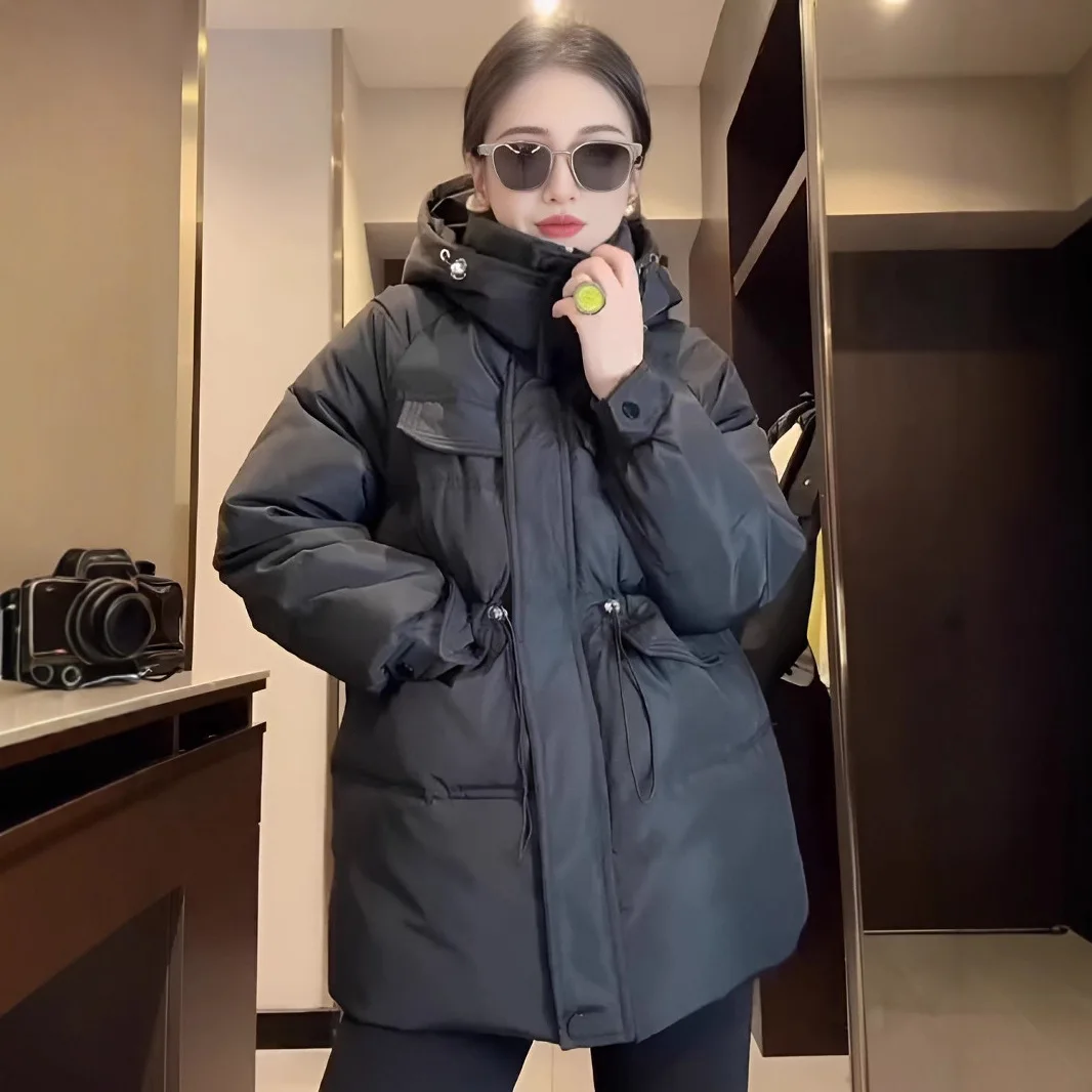 

Thickened Waist-Cinching Mid-Length Women's Cotton Jacket Winter New Style European Fashion Plus Size Coat Stylish Commute Style