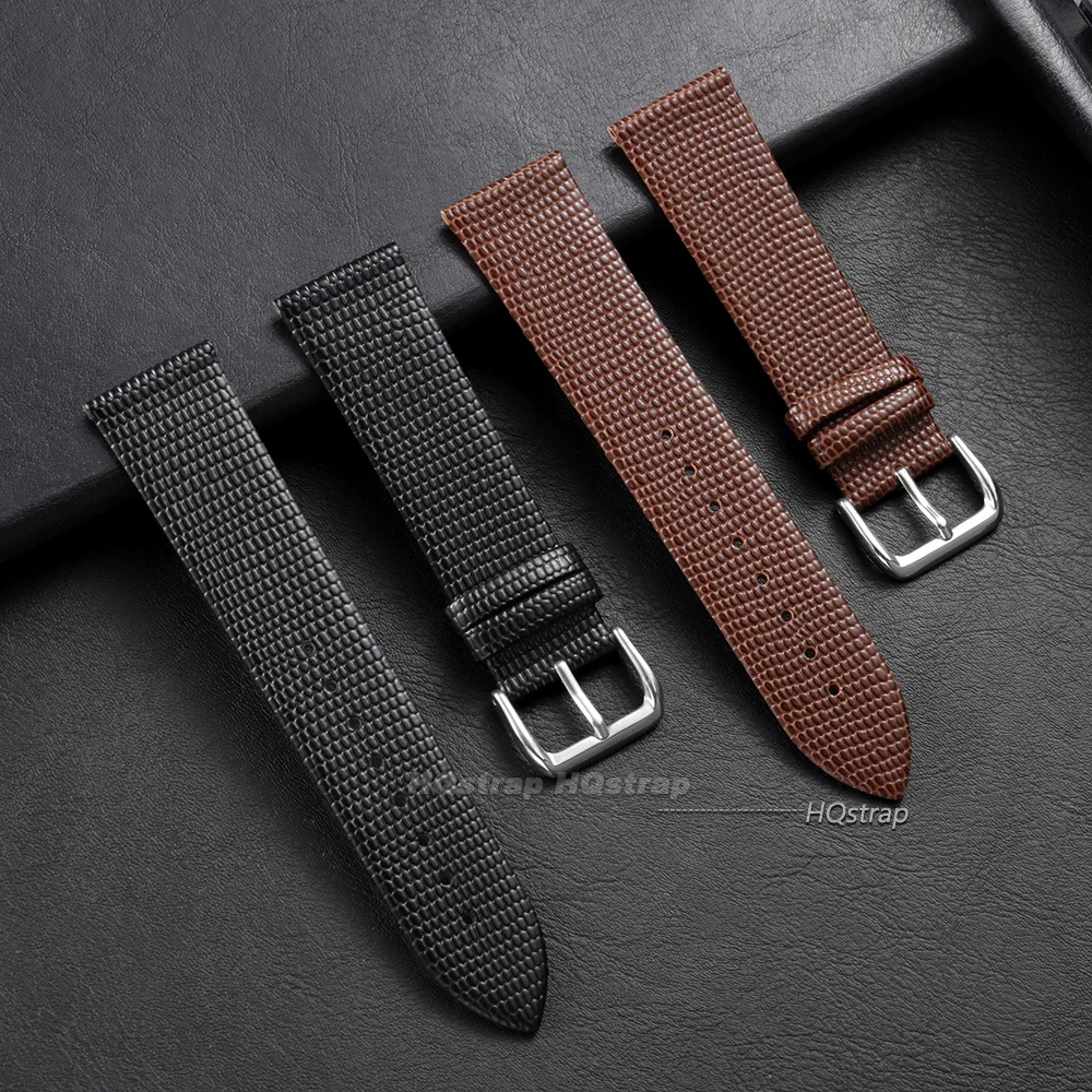 Thin Calf Leather Watch Strap 10mm 12mm 14mm 16mm 18mm 20mm 22mm Universal Bracelet Lizard Print Business Wrist Band Accessories