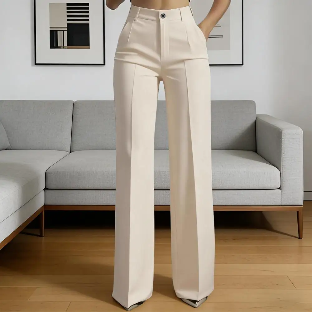 Pantaloni da abito da donna Pantaloni eleganti a vita alta Pantaloni da abito a vita alta da donna con chiusura a cerniera con bottoni Pantaloni eleganti a gamba larga Solid