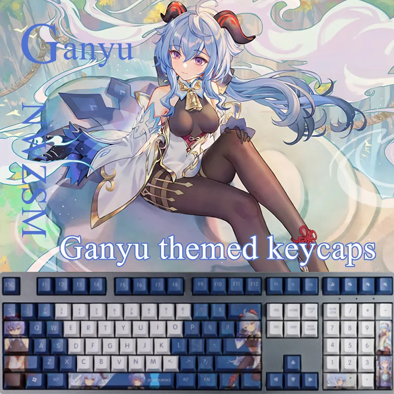 Game Genshin Impact Keycap Keyboard Decoration Game Character Ganyu Keycaps Otaku Fans Collection Gifts Xmas Christmas Gift