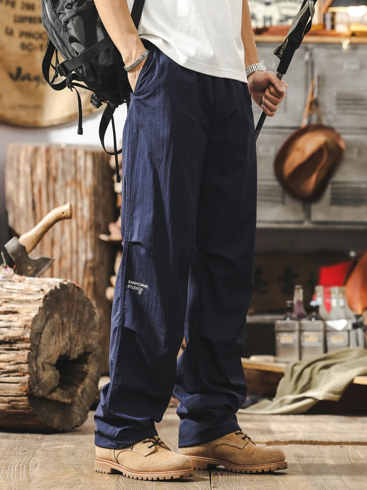 

Men's Autumn Thin Wide Leg Casual Pants Loose Fit Outdoor Qui Dry Straight Tube Military Sle Faionable American Brand
