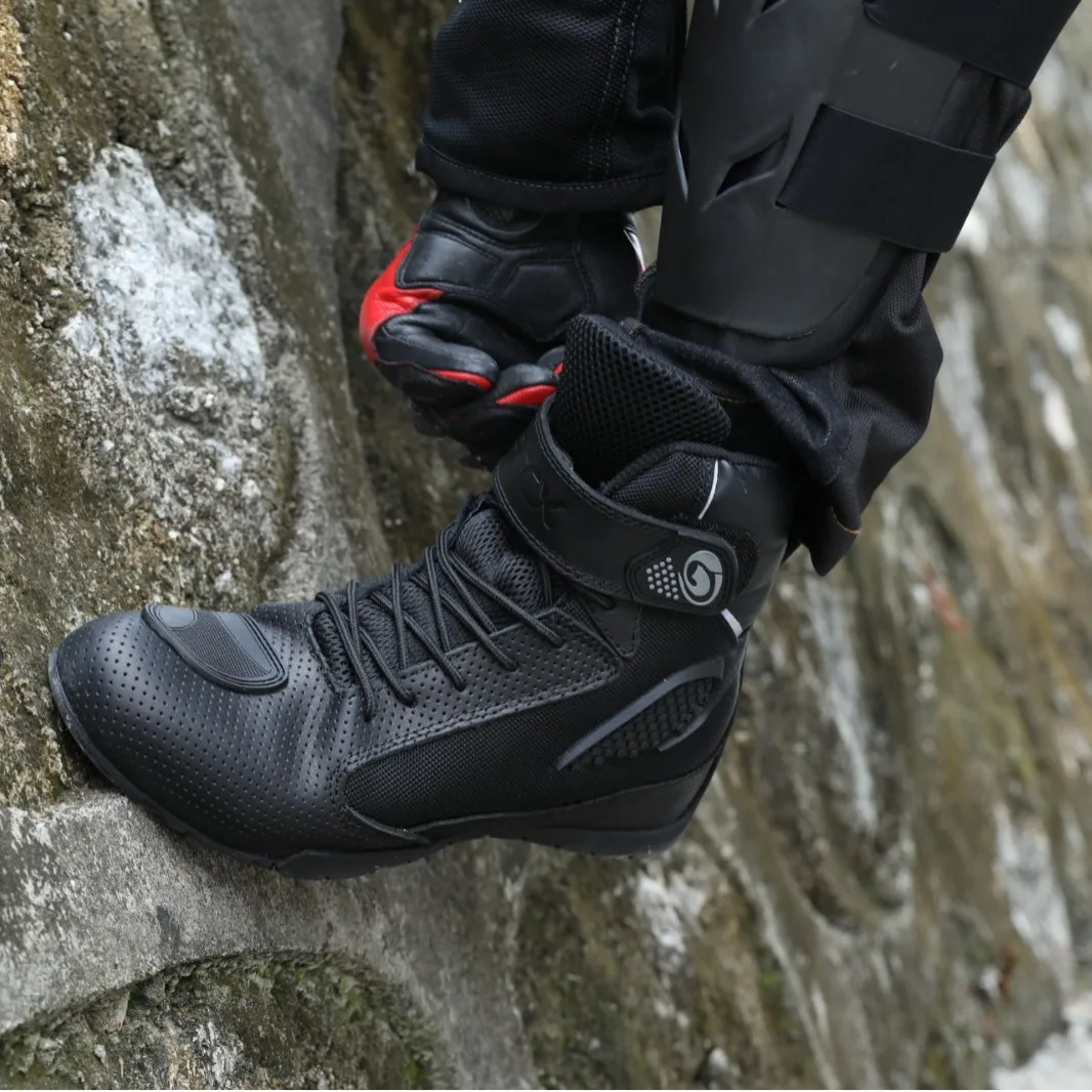 Summer Men's Motorcycle Boots Breathable Motocross & Touring Riding Shoes for Cruiser Chopper Bikes Comfort Botas Para Moto