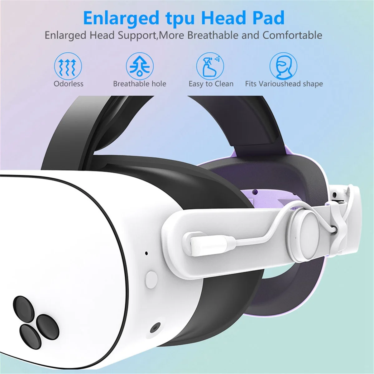 ABIY-VR Head Strap for Meta Quest 3S with Rechargeable Battery 12000mAh Ergonomic Design Adjustable Strap for Quest 3S