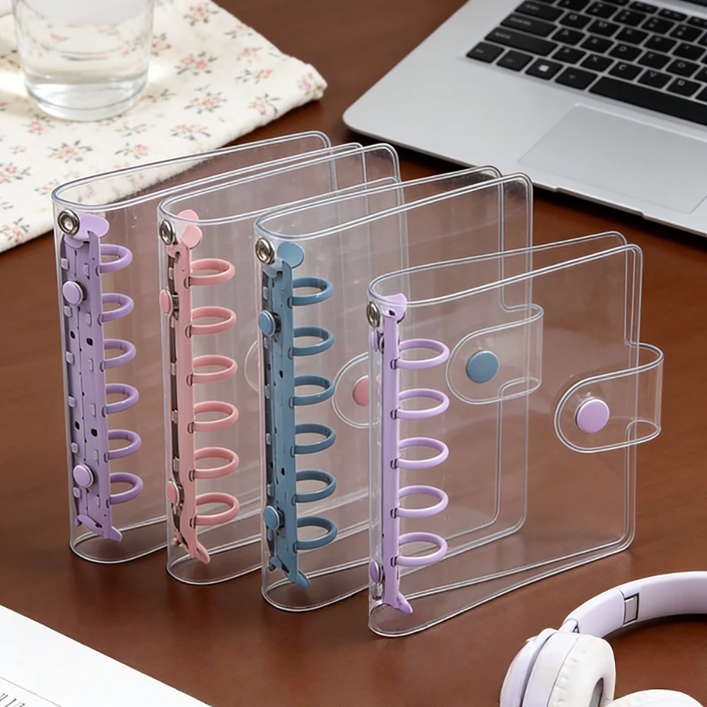 

A7 Size Color Plastic Clip File Folder Loose Leaf Ring Binder Planner Shell School Office Supplies Glitter Stationery