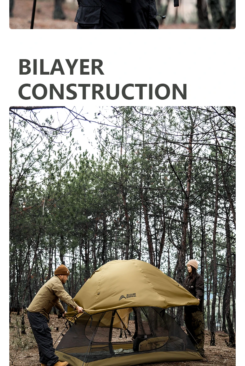 BISINNA Campingzelt für 2 Personen, tragbar, wasserdicht, Rucksackzelt, doppellagig, für Outdoor, Wandern, Reisen, Campingausrüstung – Detail 3