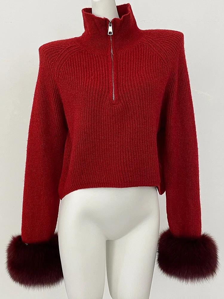 جديد سترة المرأة سستة البطانة فضفاضة قسط سترة الإناث الخريف تريكو المرقعة معطف الفرو الحقيقي الربيع البلوز #4