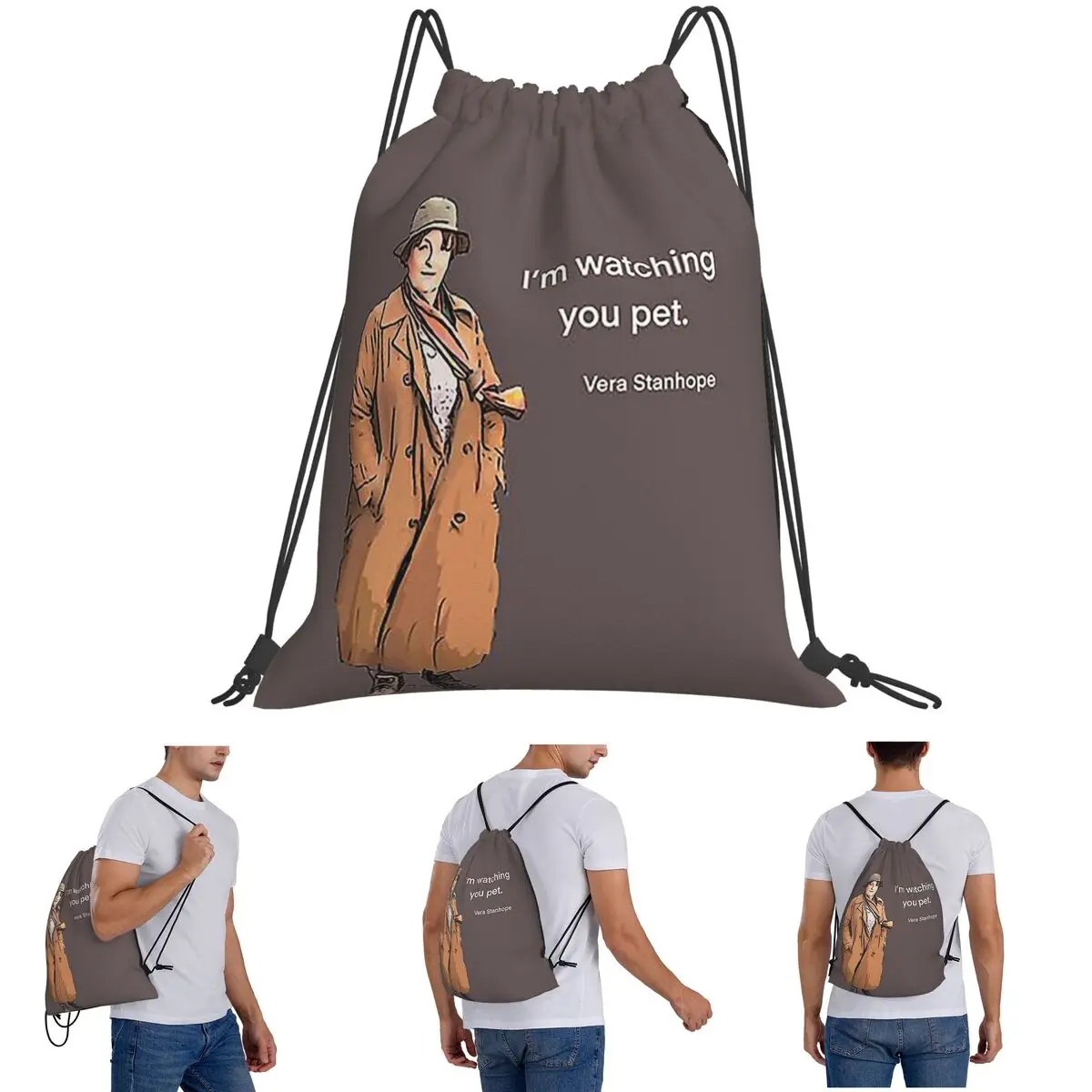 DCI Vera Stanhope I'm Watching You Pet. Backpacks Casual Drawstring Bags Shoes Bag Book Bags for Travel Students