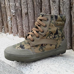 Anti-slip Camouflage Forest Shoes Men High-top Work Boots Wear-resistant Canvas Shoes Anti-slip Breathable Industrial boots