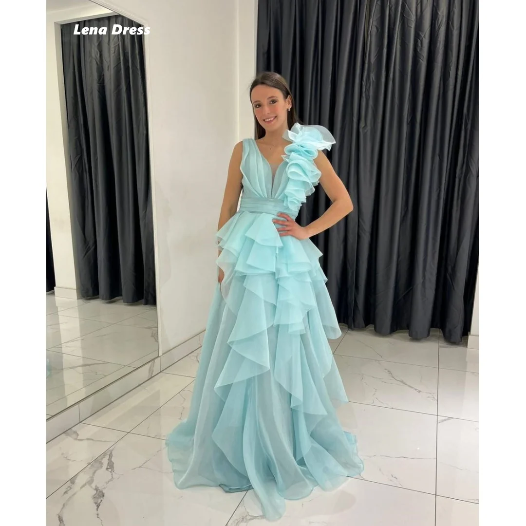 

Lena Customized Prom Dresses 2025 Luxury Evening Dress Woman V-neck Sleeveless Line A Multi-layer Elegant Gowns Ball Gown Dress