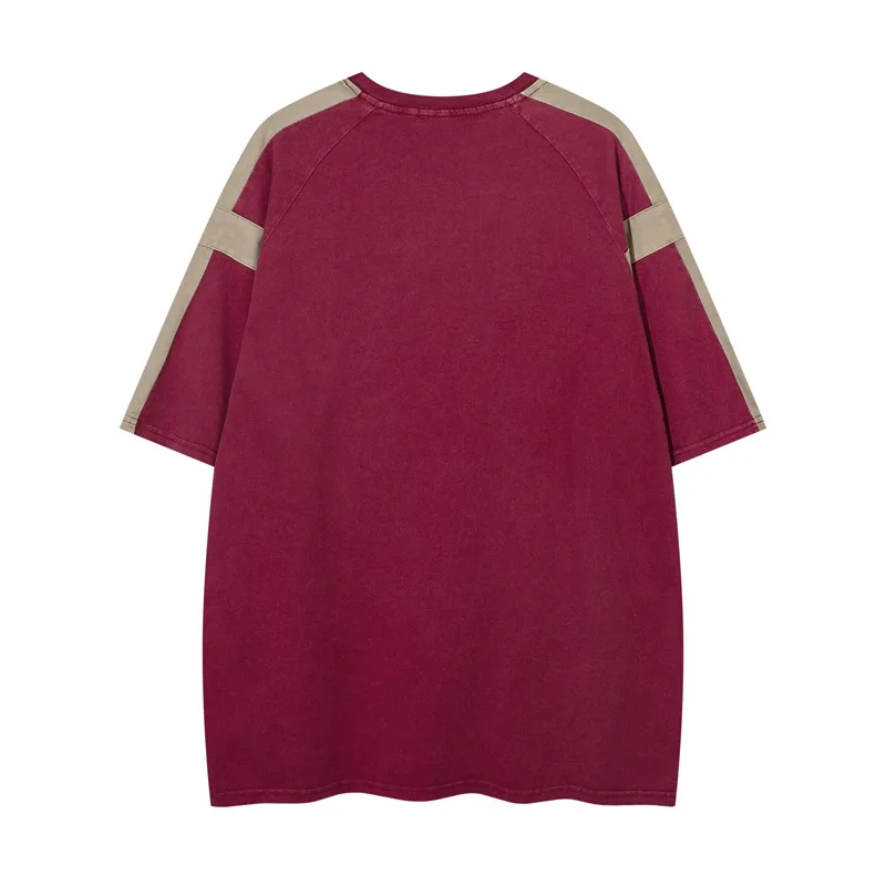 High Street Retro Washed Distressed Summer T Shirt Men Hip Hop Streetwear Casual Half Sleeve Round Neck Oversized T Shirt Women