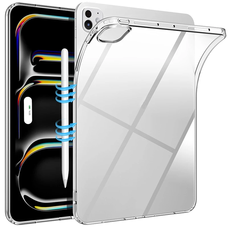 Clear Silicone Case For Apple iPad Pro 12.9 6th 5th 4th 3th Generation 2022 2021 2020 2018 TPU Shockproof Transparent Cover skin