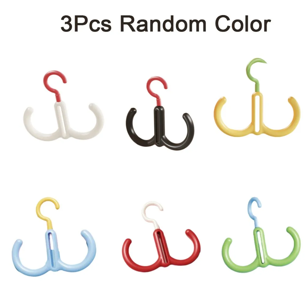 

3Pcs Dopamine Rotating Hook Stackable Space Saving Coat Hat Double Hook Plastic Hanging Scarf Hat Bag Organizer Clothes Display