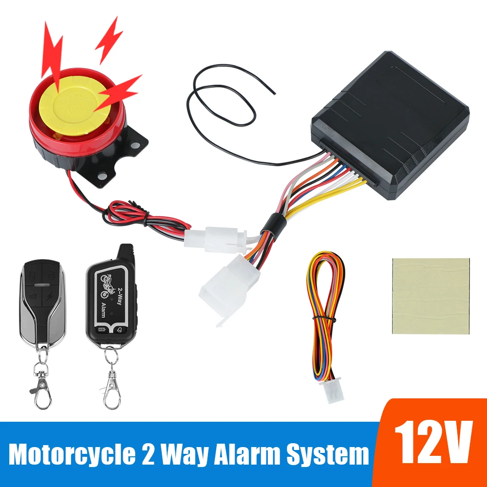 Remote Control 12V Motorcycle 2 Way Alarm System E-bike Scooter Motorbike Security System Anti-theft Protection