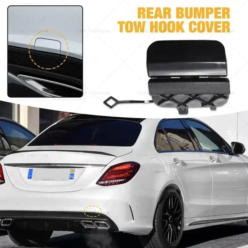 For Mercedes-Benz W205 C-Class Sedan C300 C400 C43 AMG 2015-2018 Rear Bumper Towing Hook Eye Cover OE 2058850256 Car Accessories