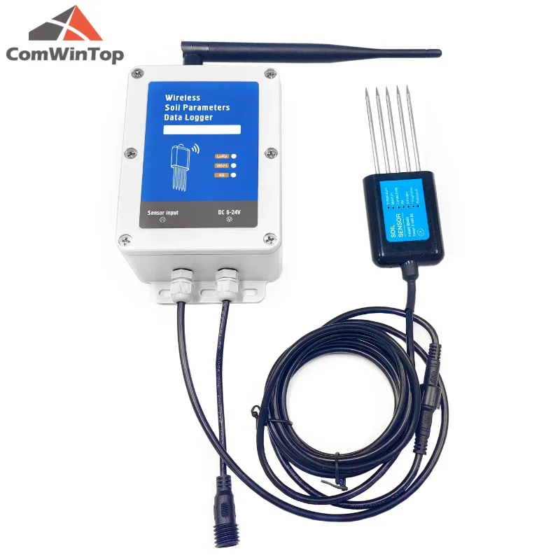 Low Consumption Soil Moisture Temperature EC PH NPK 7 in 1 Sensor WiFi or 4G Data Logger Soil tester with built-in Battery