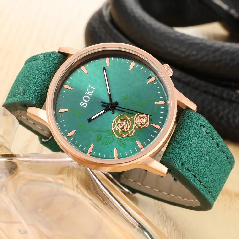 

2023 Women Black Watch Hot Sale Women Casual Quartz Leather Band Strap Watch Analog Wrist Watch Relogio Feminino