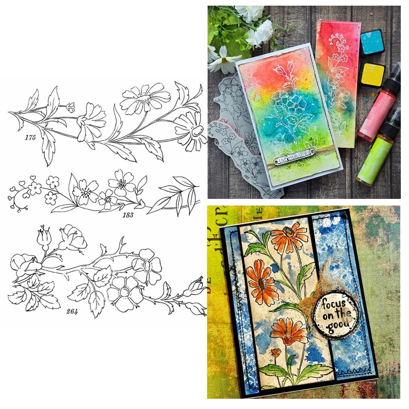 مزيج زهر الأزهار نمط واضح سيليكون ختم DIY بها بنفسك الحرف بطاقة ألبوم صنع سكرابوكينغ Stencil جديد 2025