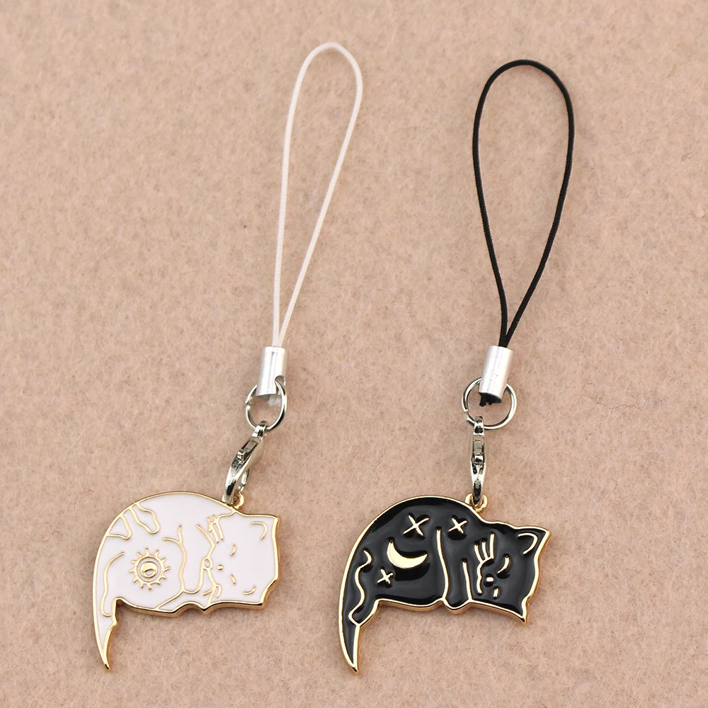 مجموعة سلسلة مفاتيح متطابقة للقطط للأزواج من الفولاذ المقاوم للصدأ لمحبي القطط هدية لصديقها لطيف كيرينغ عشاق قلادة زوجين متطابقة #6