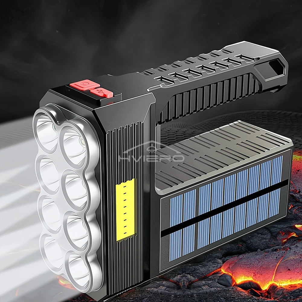 متعددة الوظائف الشمسية مصباح ليد جيب الطوارئ قابلة للشحن في الهواء الطلق مقاوم للماء المنزلية COB بالطاقة 8led كشاف محمول #3
