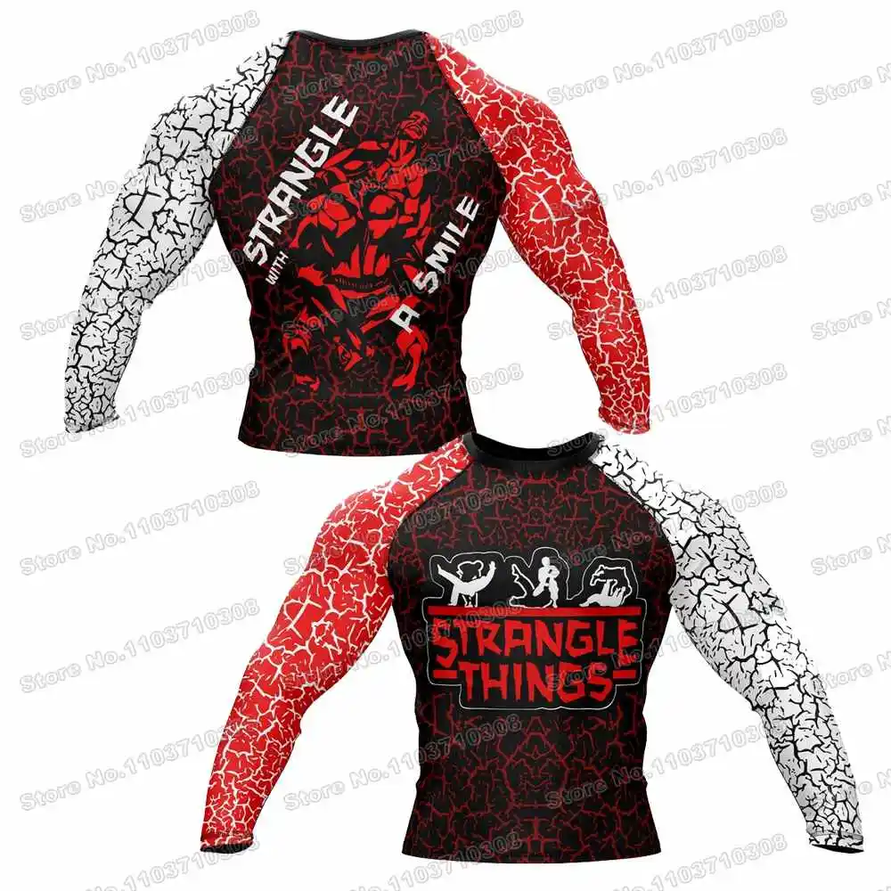 

Strangle Things Короткие рашгарды Серфинг Пляжные брюки Купальники Дайвинг Тренажерный зал С длинными рукавами ММА BJJ Мужчины Джиу-джитсу Фитнес-наборы