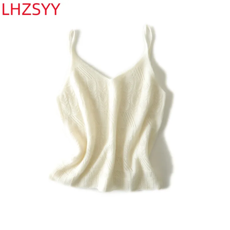 LHZSYY Seamless line Garment Pure Cashmere Halter Vest 23 Ladies Four Seasons Inside Vest Soft Hollow Sling High-Grade Women Top