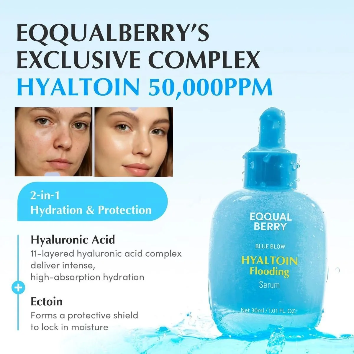 EQUAL‑BERRY 30ml Hyaluronic Acid Moisturizing Filling Essence Deep Hydration Improve Dry Skin Fade Fine Lines Improve Dullness