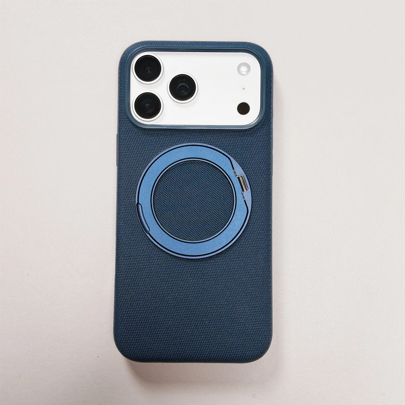 

Original Frosted Solid Color For MagSafe Case For iPhone 17Pro Max 17 16 Pro 15 14 13 Woven Fabric Wireless Charge Bracket Cover