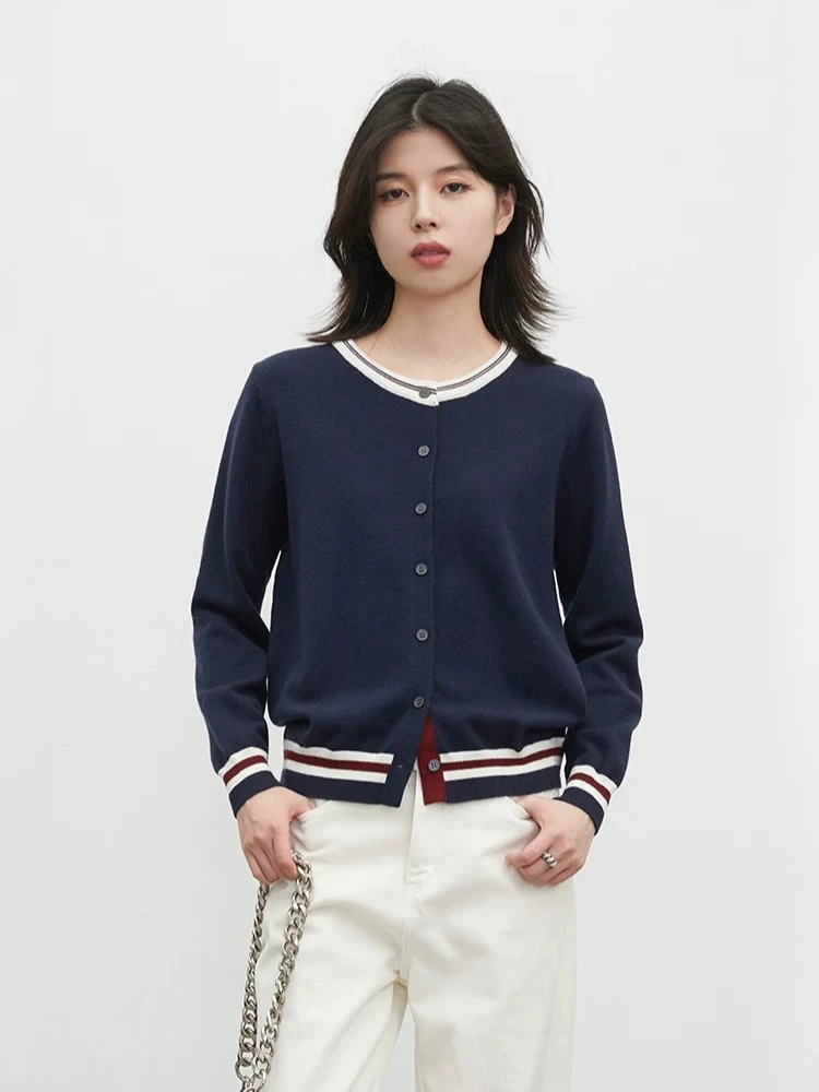 CHIC VEN New Women’s Cardigan Loose Retro Striped Knitted Sweaters Short O Neck Single Breasted Female Top Spring Autumn 2026 3 CHIC VEN New Women's Cardigan Loose Retro Striped Knitted Sweaters Short O Neck Single Breasted Female Top Spring Autumn 2026 3