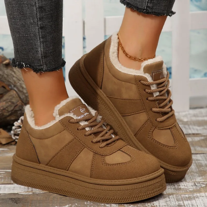 

2025 New Winter Round Toe Thick Soled Casual Warm Cotton Shoes with Anti Slip Design for Women's Vulcanized Shoes Женская Обувь