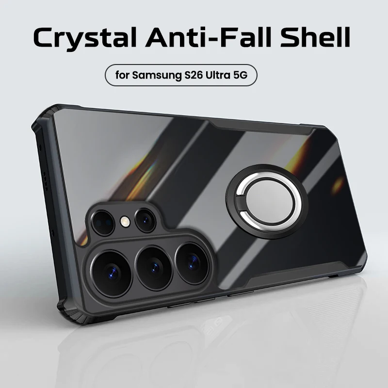 S26Ultra Case Clear Crystal Acrylic Magnetic Ring Stand Cover For Samsung Galaxy S 26 S26 Ultra Plus 5G Armor Protective Shell